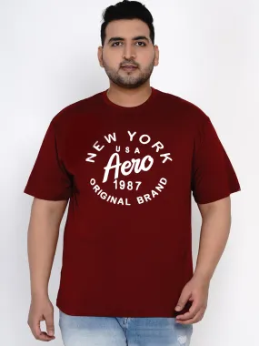 Aeropostale - Men Maroon Plus Size Regular Fit Pure Cotton Print T-shirts