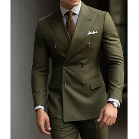 Aidase Formal Men's Suits Green Slim Fit High Quality Regular Length 2 Piece Jacket Pants Luxury Blazer Full Set Chic Costume Homme