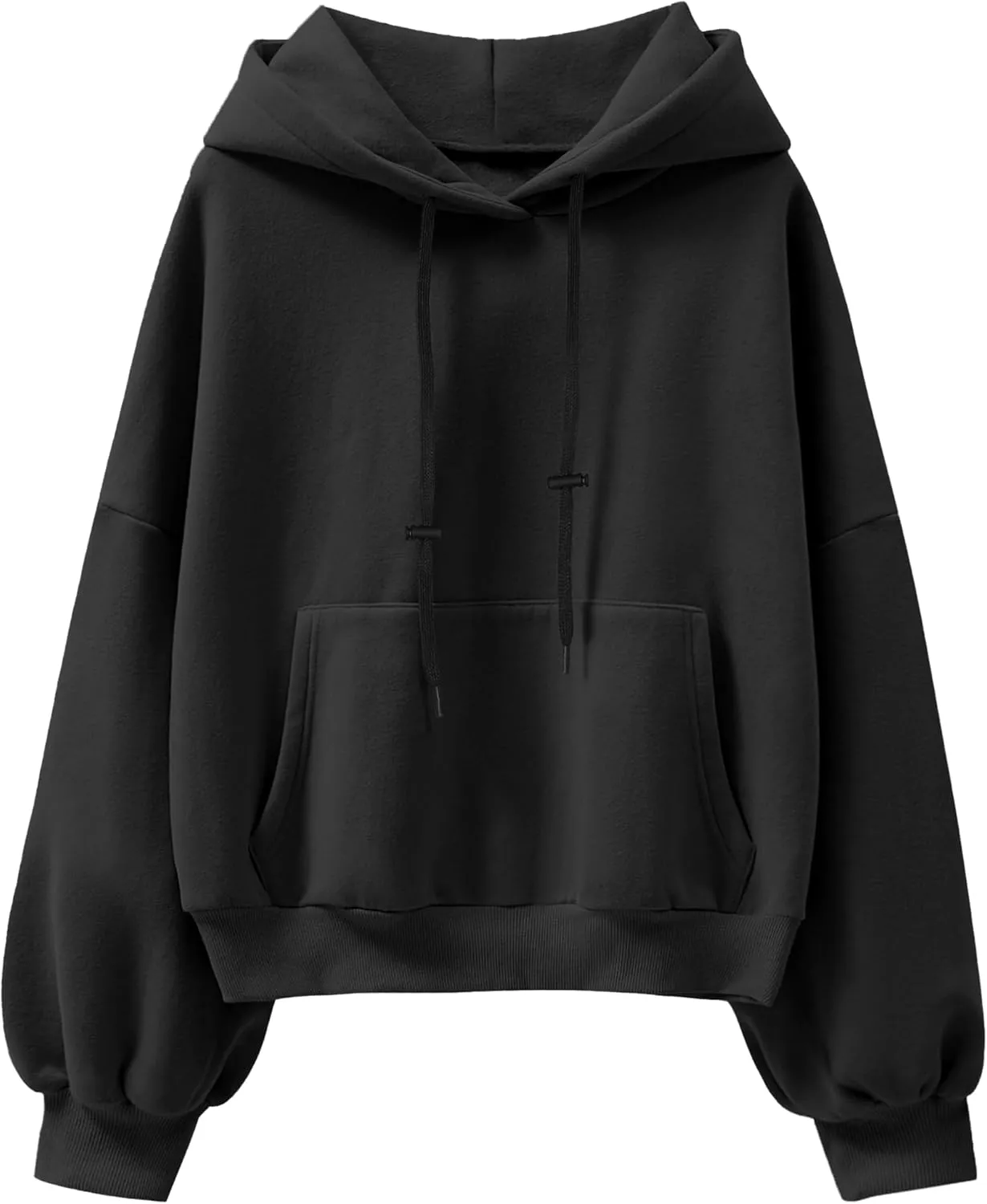 ANRABESS Womens Oversized Hoodies Lantern sleeve Fleece Sweatshirts 2024 Winter Loose Pullover Preppy Top Clothes