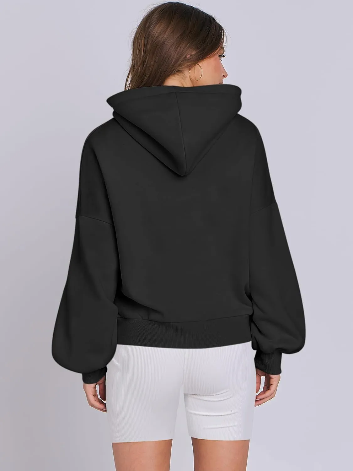 ANRABESS Womens Oversized Hoodies Lantern sleeve Fleece Sweatshirts 2024 Winter Loose Pullover Preppy Top Clothes