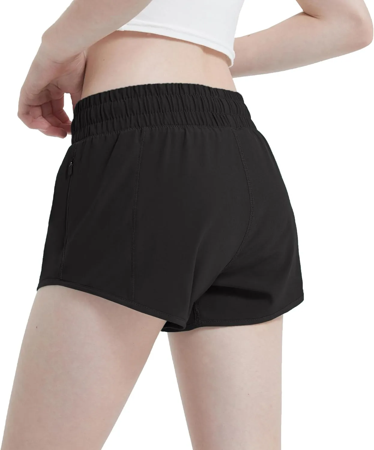 Aurefin Girls Lightweight Athletic Shorts, Quick Dry Running Shorts with Zip Pocket, Workout Sports Short for Teen Kids