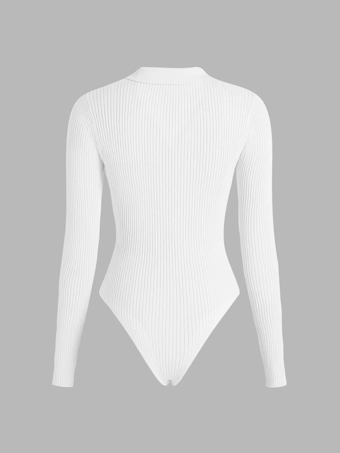 CIDER Women’s Long Sleeve Collared Zip Up Ribbed Knit Casual Bodysuits Slim Fit Tops