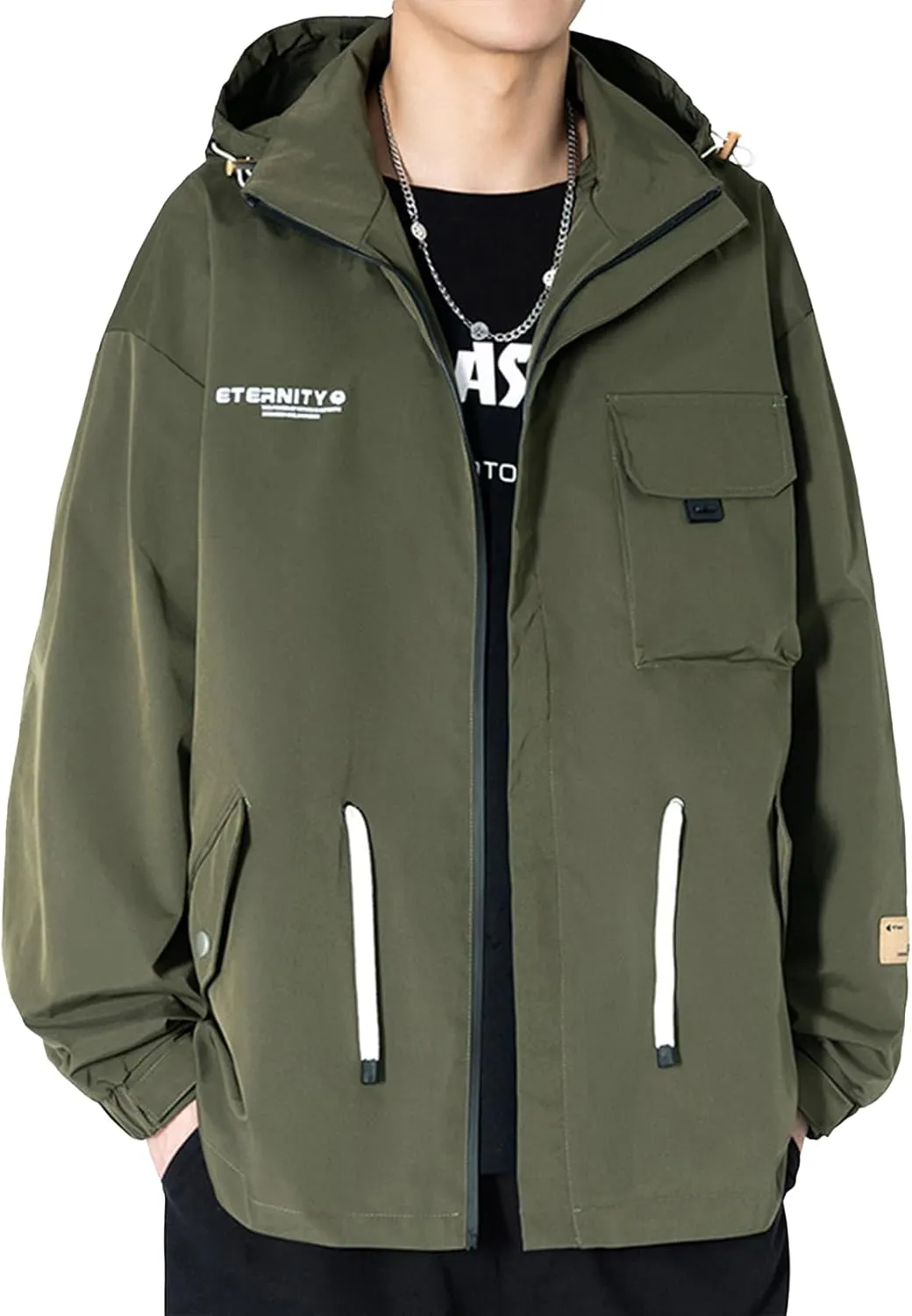FoxQ Mens Jacket Casual Lightweight Hooded Windbreaker softshell Easy-Care Zip-Up Versatile Outdoor Comfort Activities Coat