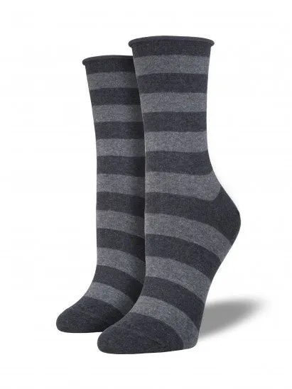 Grey Stripe Relaxed Top Socks (Women's)