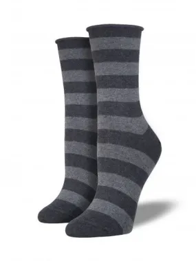 Grey Stripe Relaxed Top Socks (Women's)