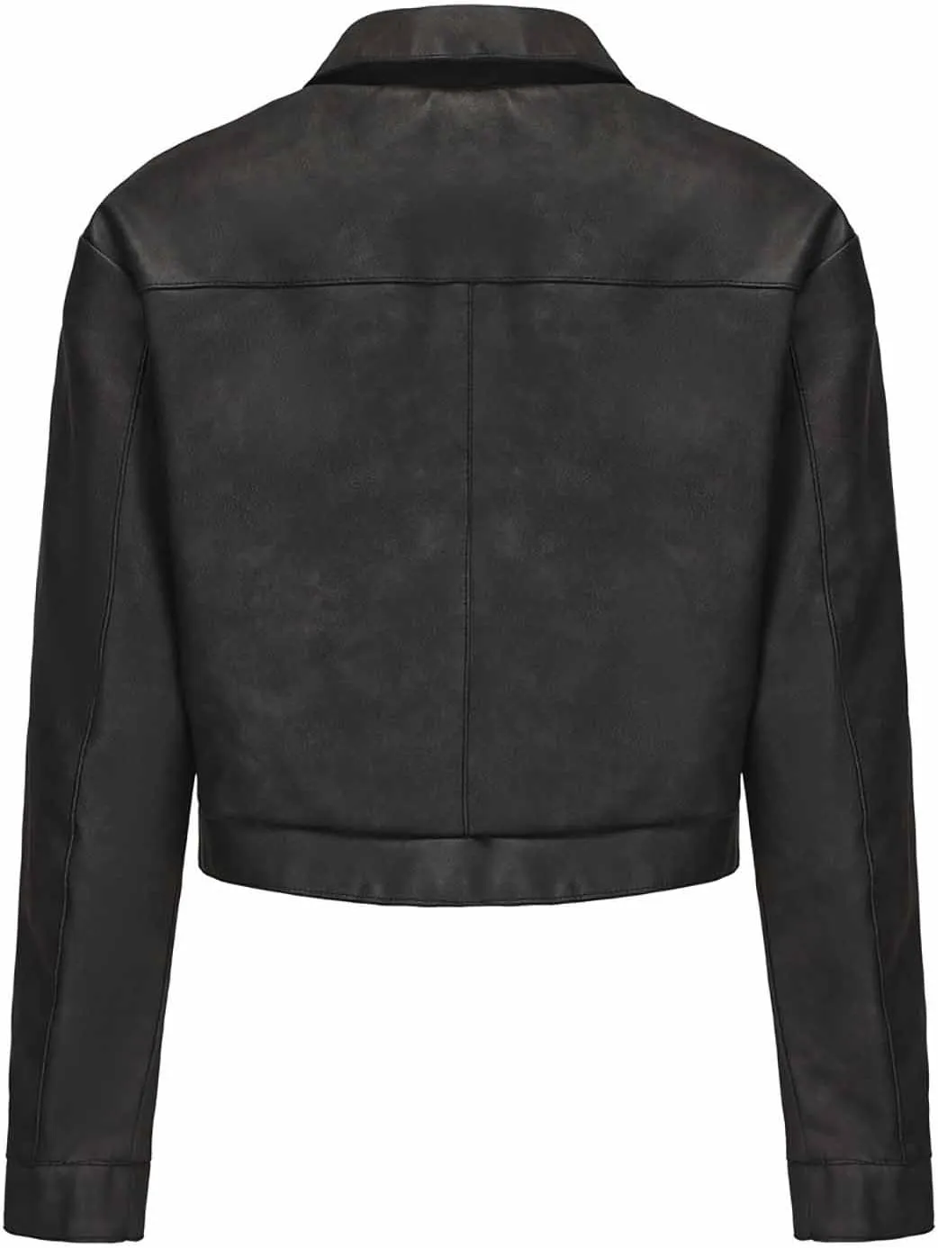 HGps8w Women's Cropped Faux Leather Jacket, Chic Lapel Zipper Up Casual PU Moto Bike Coat Outwear with Pockets