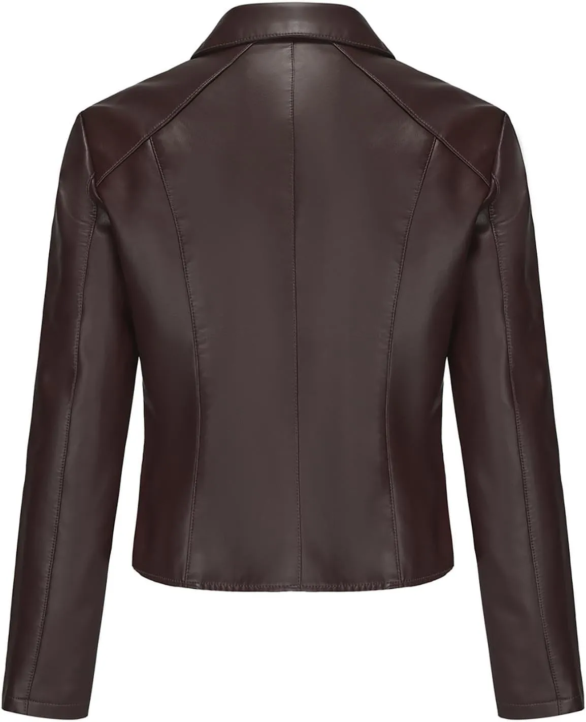 HGps8w Women's Punk Rivets Cropped Faux Leather Jacket, Chic Lapel Button Down Casual PU Moto Bike Coat Outwear
