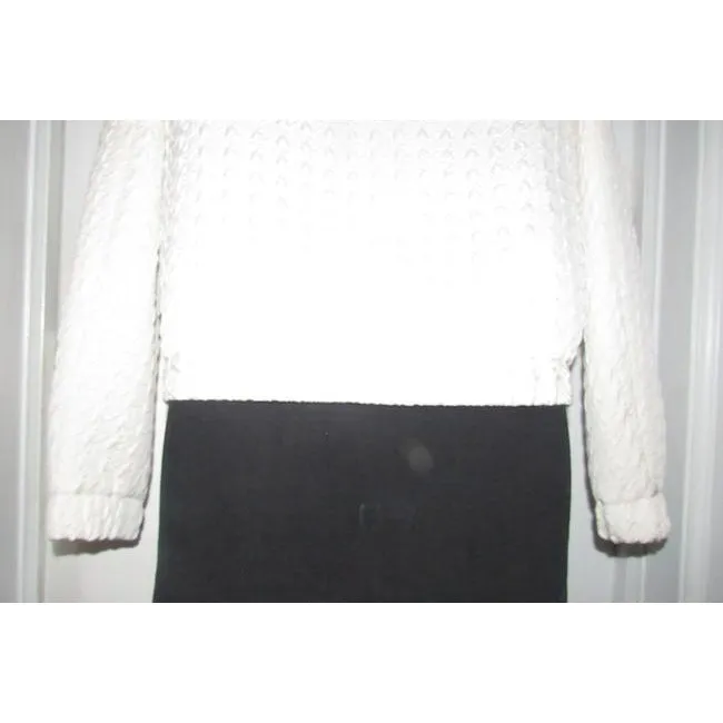 Hugo Boss White Textured Wool Blend Jacket With Faux Leather Accents