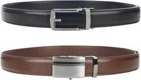 Jacob Alexander 2 Pack or 3 Pack Men's Genuine Leather Adjustable Dress Ratchet Track Belt