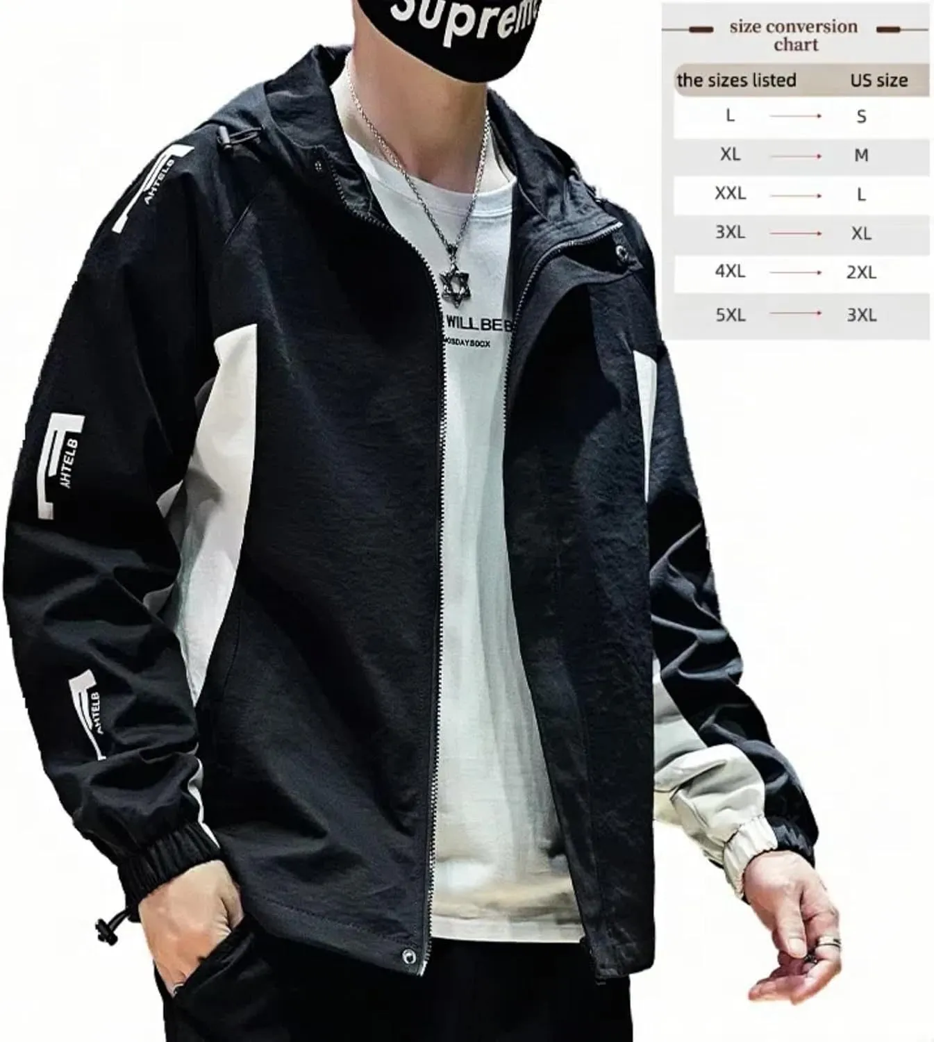 Lightweight Men's Jacket with Hood for Outdoor, Travel, Hiking, Windbreaker, Versatile, Stylish Design