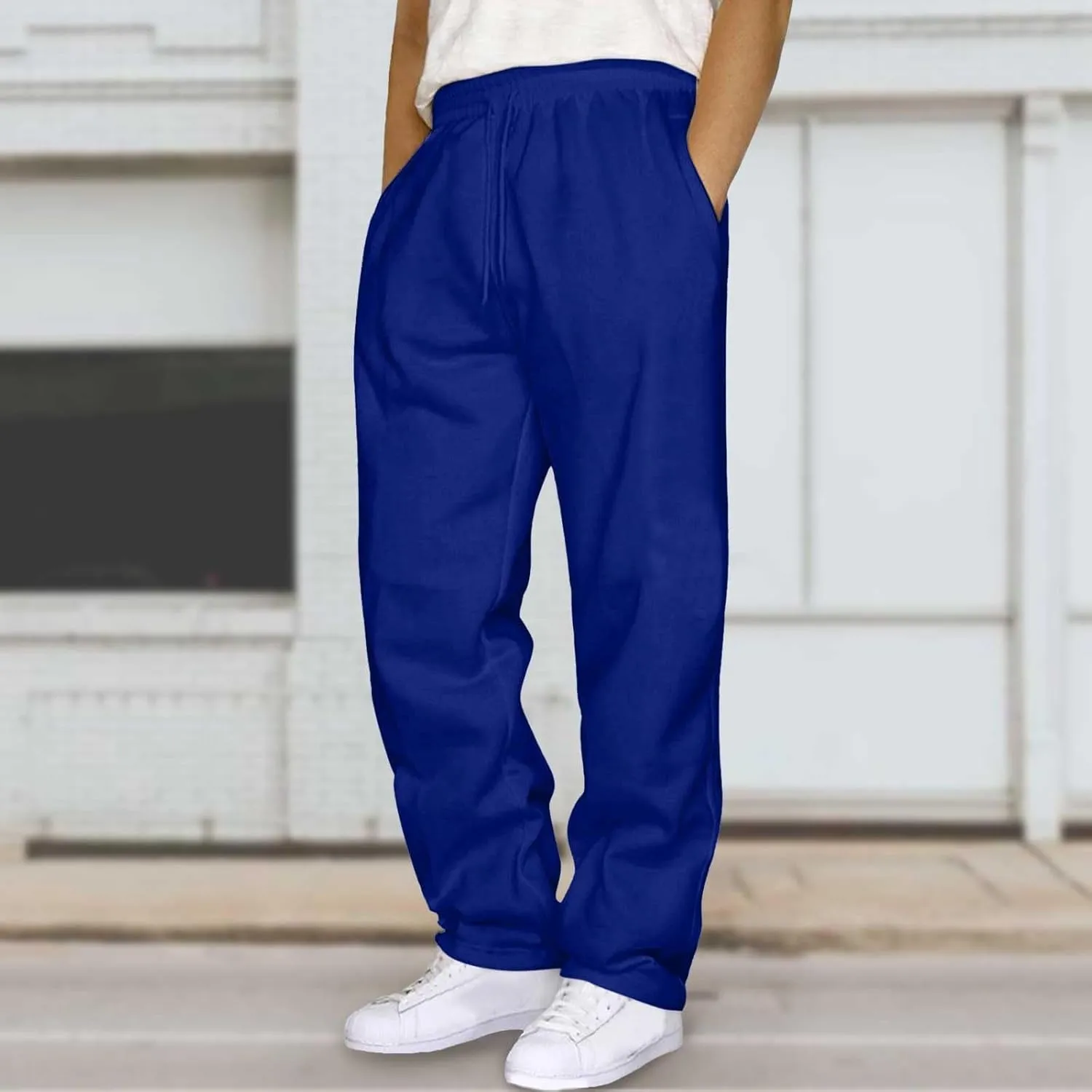Mens Cotton Casual Sweatpants Yoga Athletic Lounge Trousers Elastic Jogger Design Straight Legs with Pockets for Running Wear