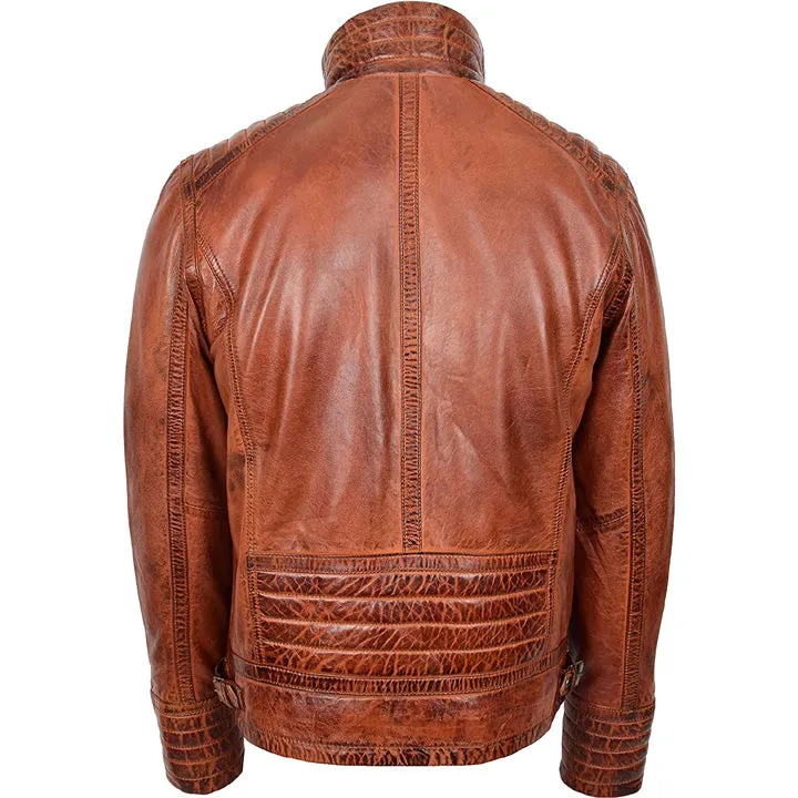 Men's Sherpa Lined Brown Leather Jacket