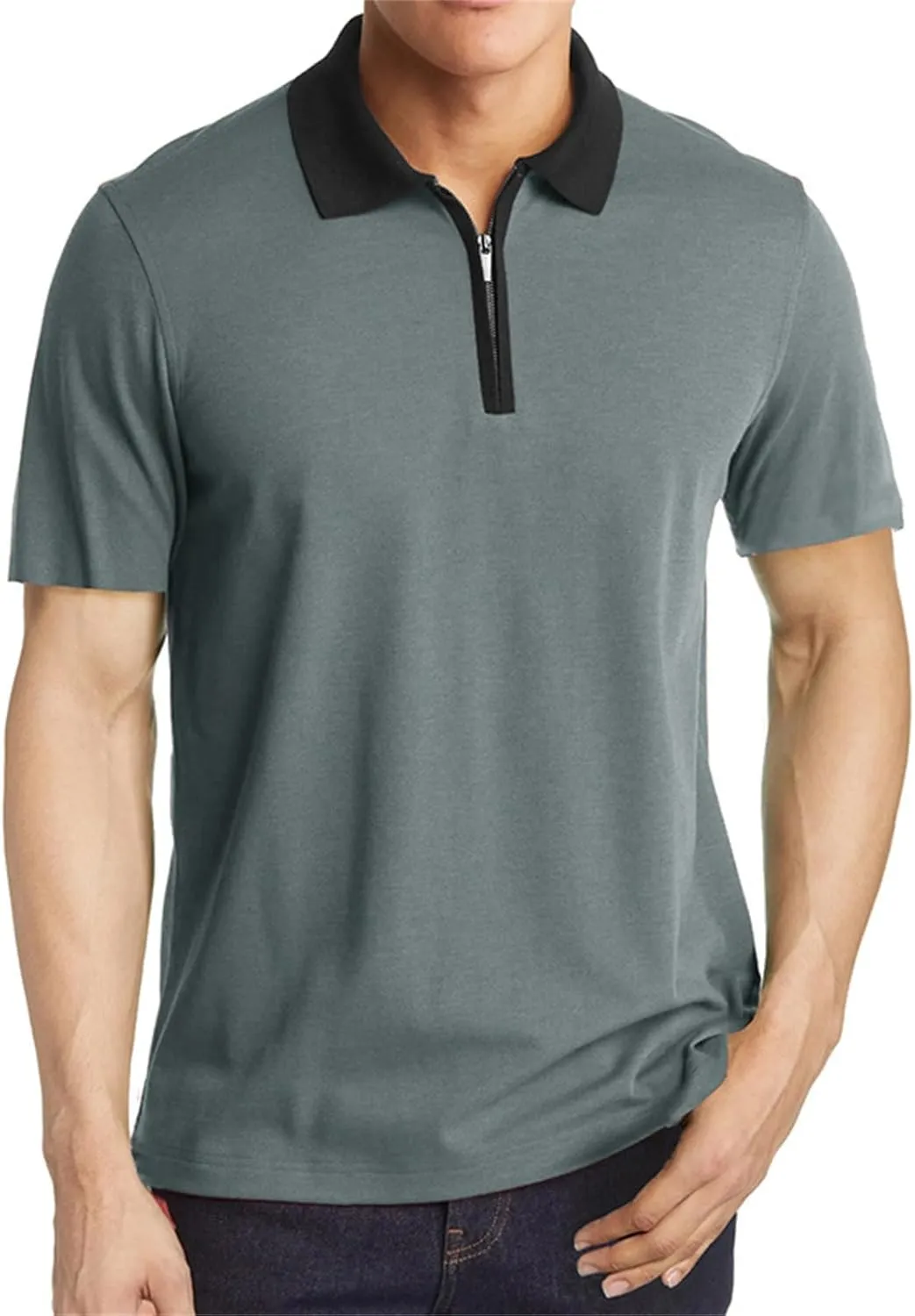 Men's Zipper Henley T Shirt Short Sleeve Solid Color Casual Summer Tee Golf Work Gym Beach Vacation Stylish Versatile Top