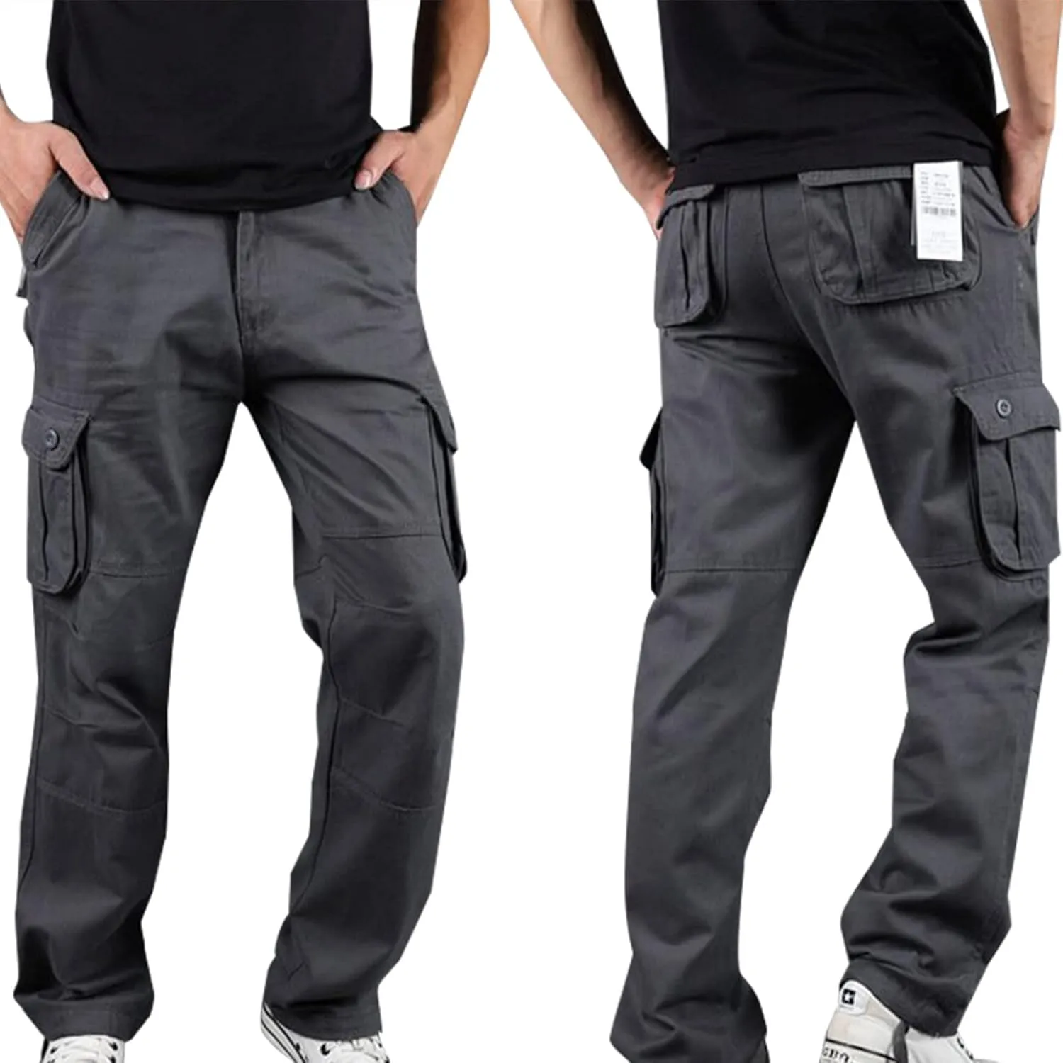 Muscularfit Mens Cargo Pants Relaxed Fit Cotton Outdoor Jogger Athletic Pants Loose Trousers Causal Straight Sweatpants 2023