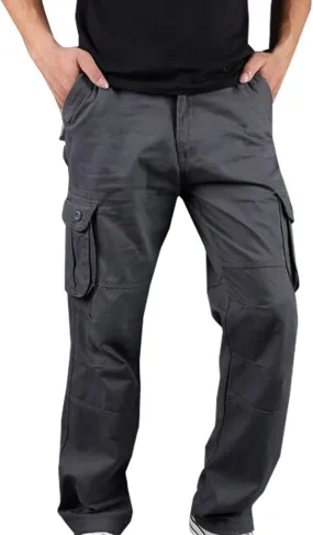 Muscularfit Mens Cargo Pants Relaxed Fit Cotton Outdoor Jogger Athletic Pants Loose Trousers Causal Straight Sweatpants 2023