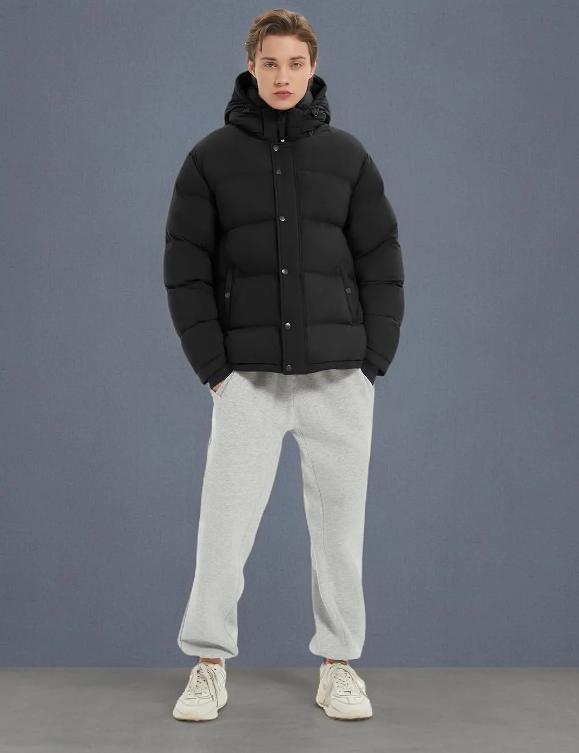 Orolay Men's Puffer Down Jacket with Detachable Hood Versatile Quilted Thicken Winter Jacket