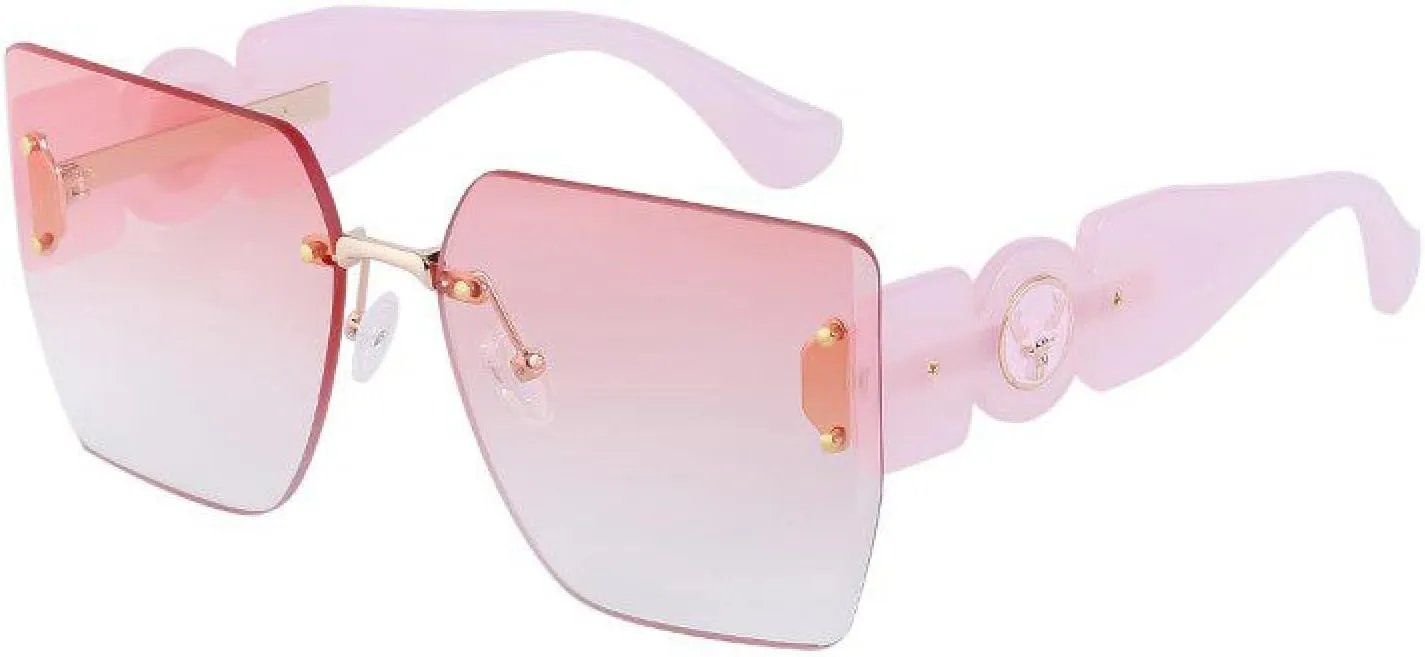 Oversized Rimless Women for Sunglasses Luxury Big Frame