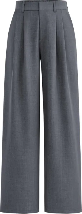 PRETTYGARDEN Women's Summer Work Pants Elastic High Waisted Straight Leg Business Casual Dressy Trousers Slacks with Pockets