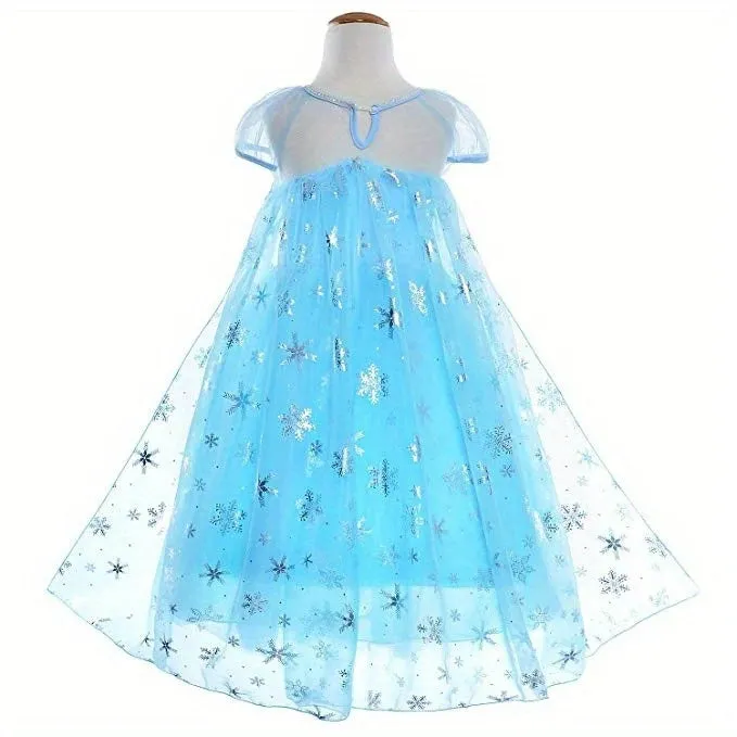 Princess Party Dress Up, Girls Cute, Charming And Elegant Long-sleeved Mesh Cut-out Sequin-embellished Tutu Princess Dress With Shawl, Winter Theme Stage Performance