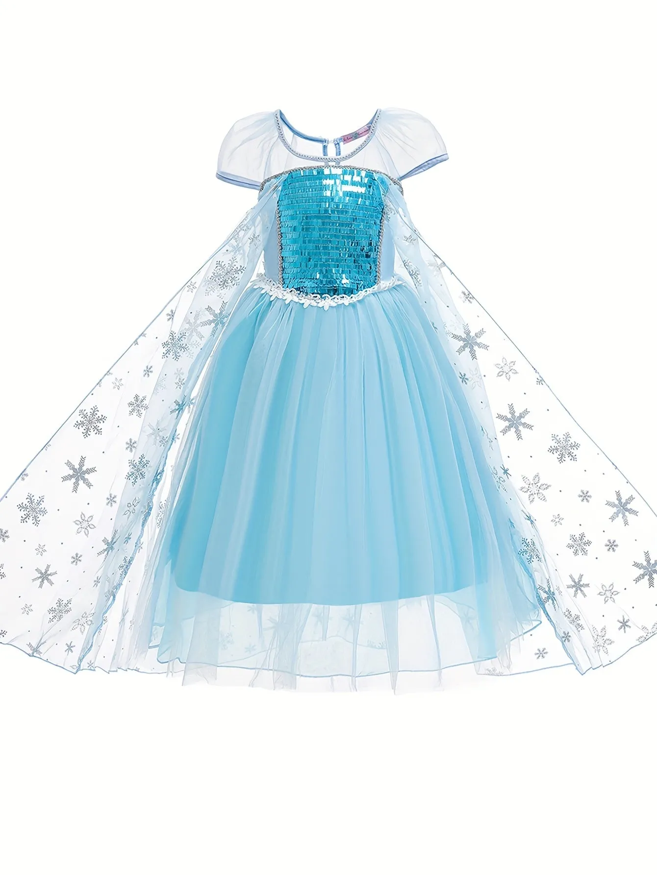 Princess Party Dress Up, Girls Cute, Charming And Elegant Long-sleeved Mesh Cut-out Sequin-embellished Tutu Princess Dress With Shawl, Winter Theme Stage Performance