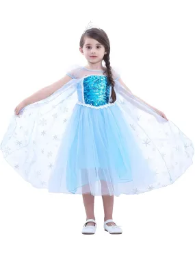 Princess Party Dress Up, Girls Cute, Charming And Elegant Long-sleeved Mesh Cut-out Sequin-embellished Tutu Princess Dress With Shawl, Winter Theme Stage Performance