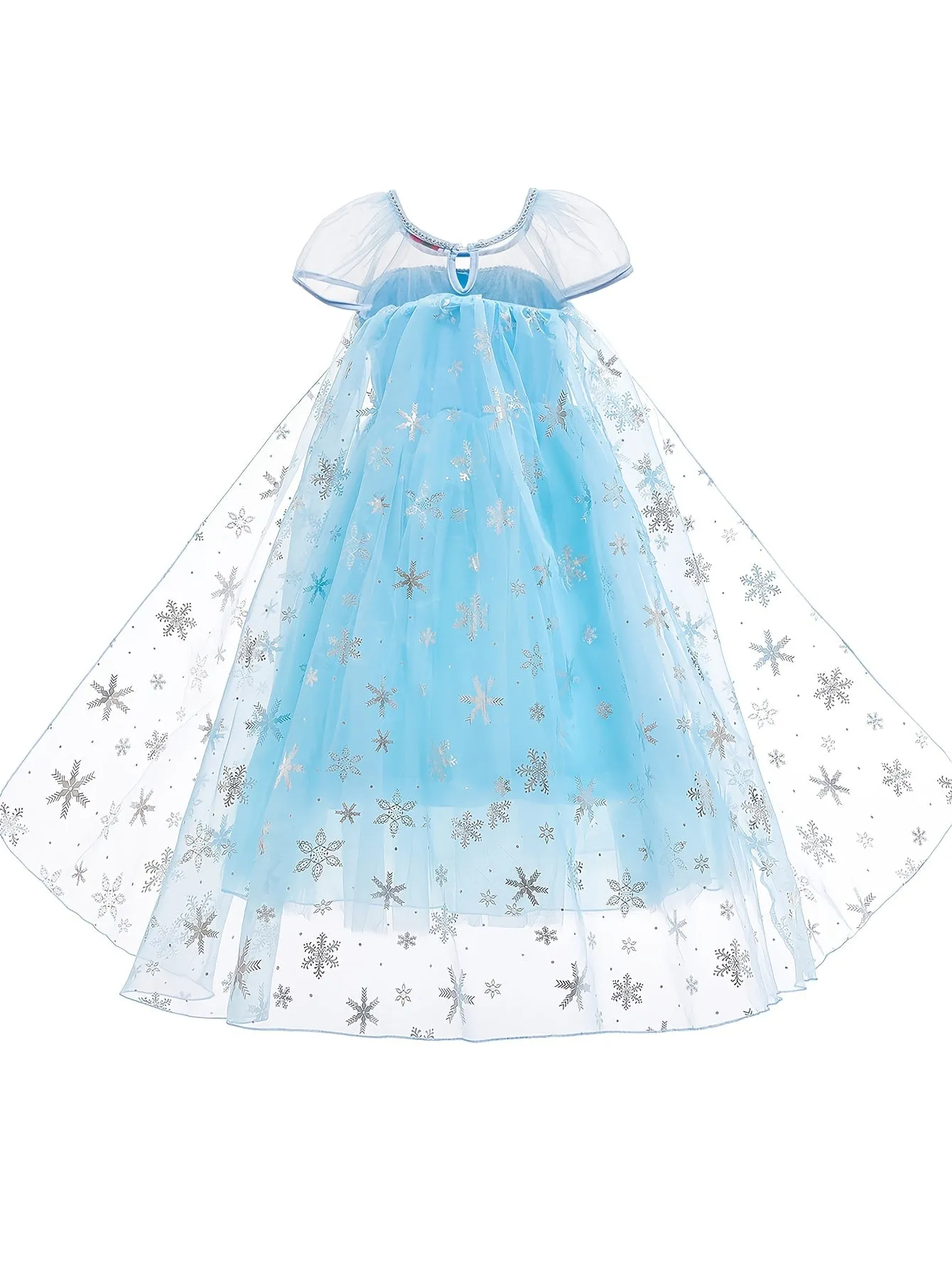 Princess Party Dress Up, Girls Cute, Charming And Elegant Long-sleeved Mesh Cut-out Sequin-embellished Tutu Princess Dress With Shawl, Winter Theme Stage Performance