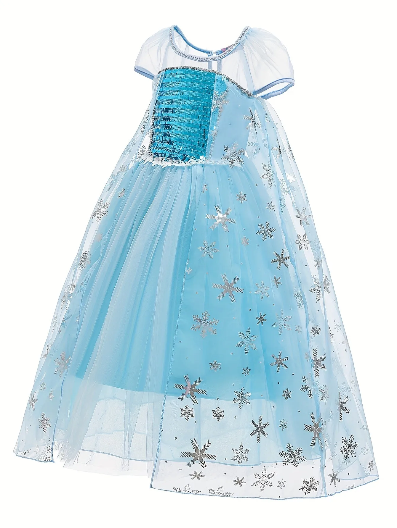 Princess Party Dress Up, Girls Cute, Charming And Elegant Long-sleeved Mesh Cut-out Sequin-embellished Tutu Princess Dress With Shawl, Winter Theme Stage Performance