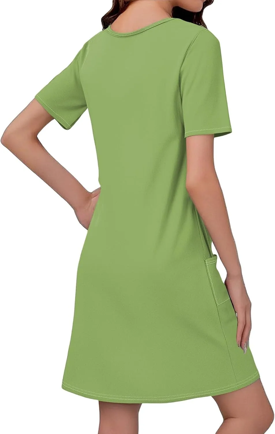 Spring Dresses for Women 2025 Elegant Crewneck Beach Vacation Dress Loose Short Sleeves Print Outfits Basic Dresses