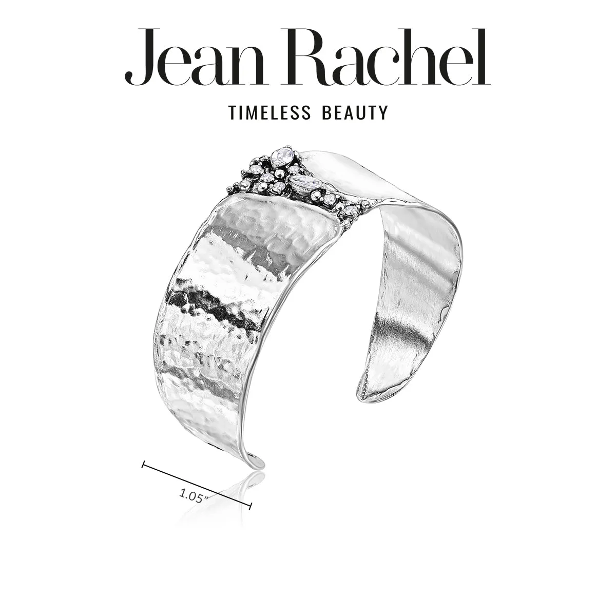 Sterling Silver CZ Shield Cuff Bracelet