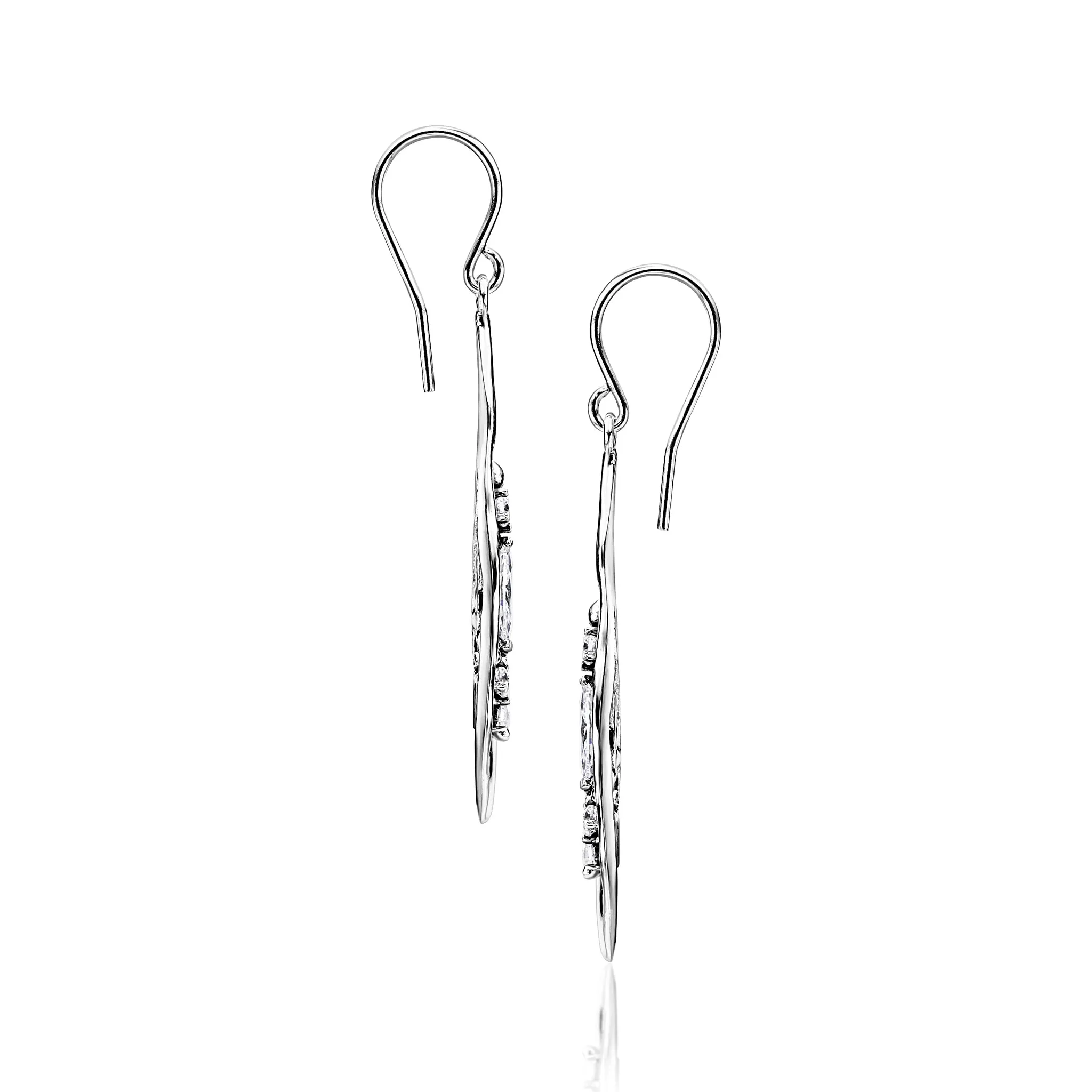 Sterling Silver CZ Shield Earrings