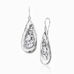 Sterling Silver CZ Shield Earrings