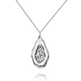Sterling Silver CZ Shield Necklace