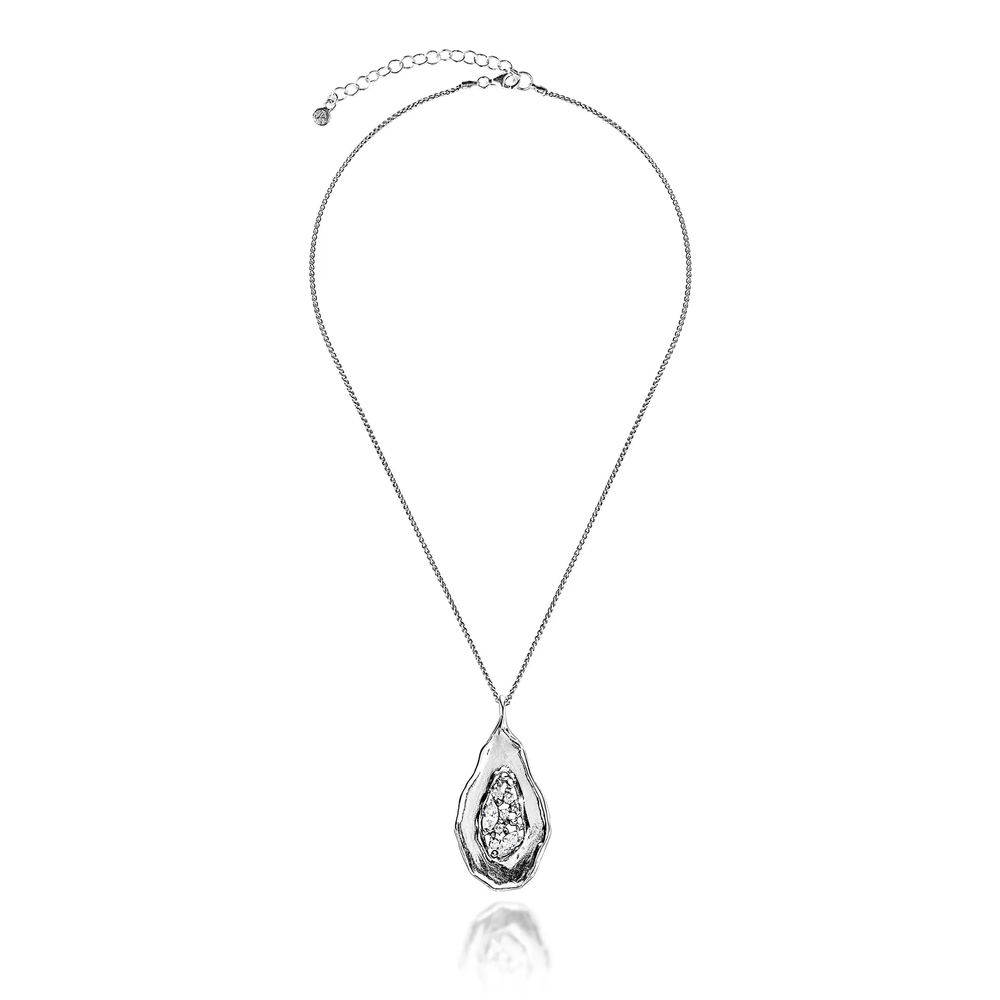 Sterling Silver CZ Shield Necklace