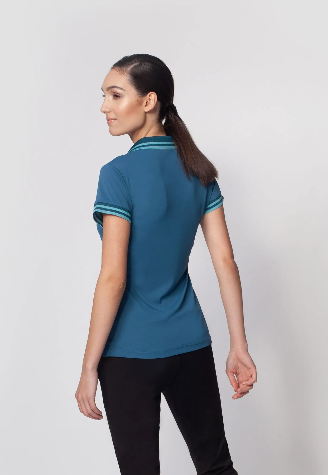 Sustainable Women's Pro Polo with Stripe Collar