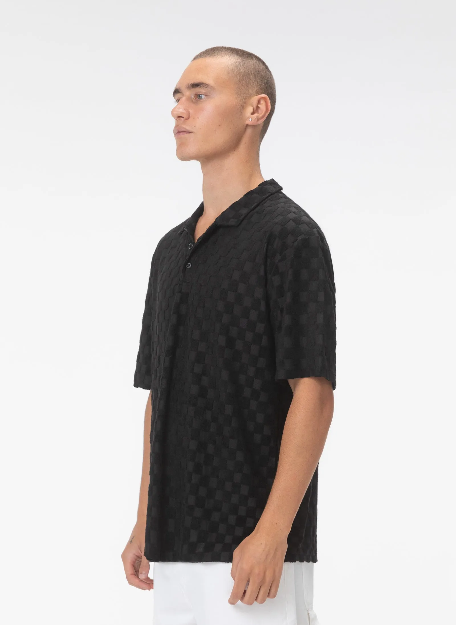 Terry Checker Polo Black