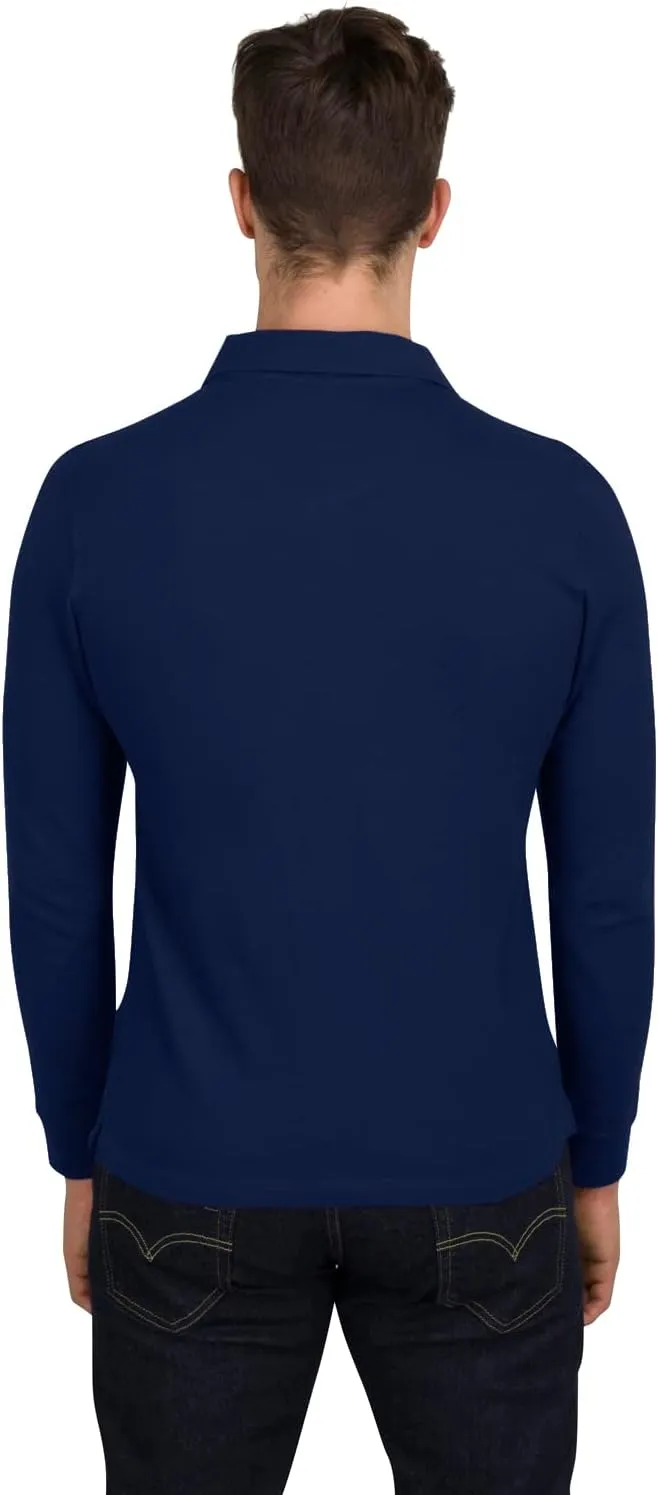 Three Sixty Six Men’s Untucked Casual Long Sleeve Polo - Collared Untuck Shirt with Two Button Placket and Stretch Fabric