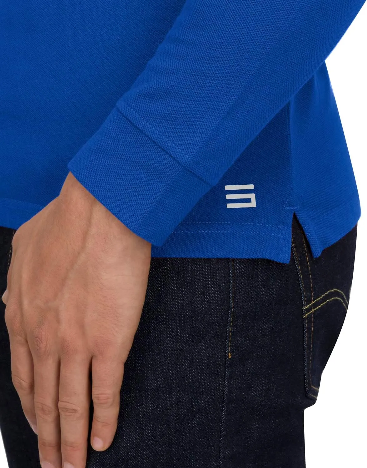 Three Sixty Six Men’s Untucked Casual Long Sleeve Polo - Collared Untuck Shirt with Two Button Placket and Stretch Fabric