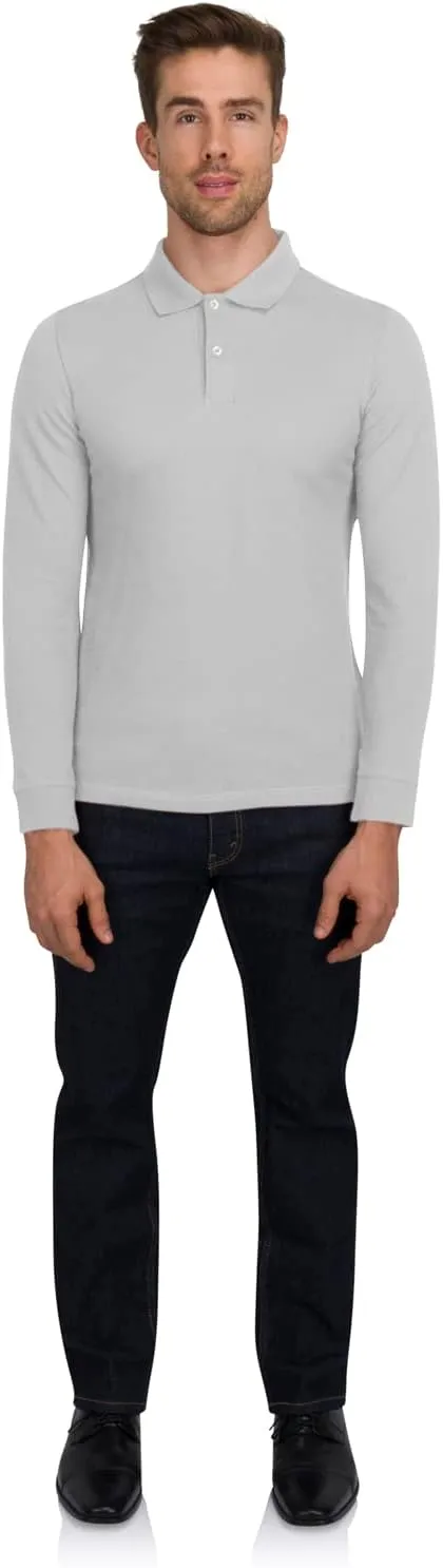 Three Sixty Six Men’s Untucked Casual Long Sleeve Polo - Collared Untuck Shirt with Two Button Placket and Stretch Fabric