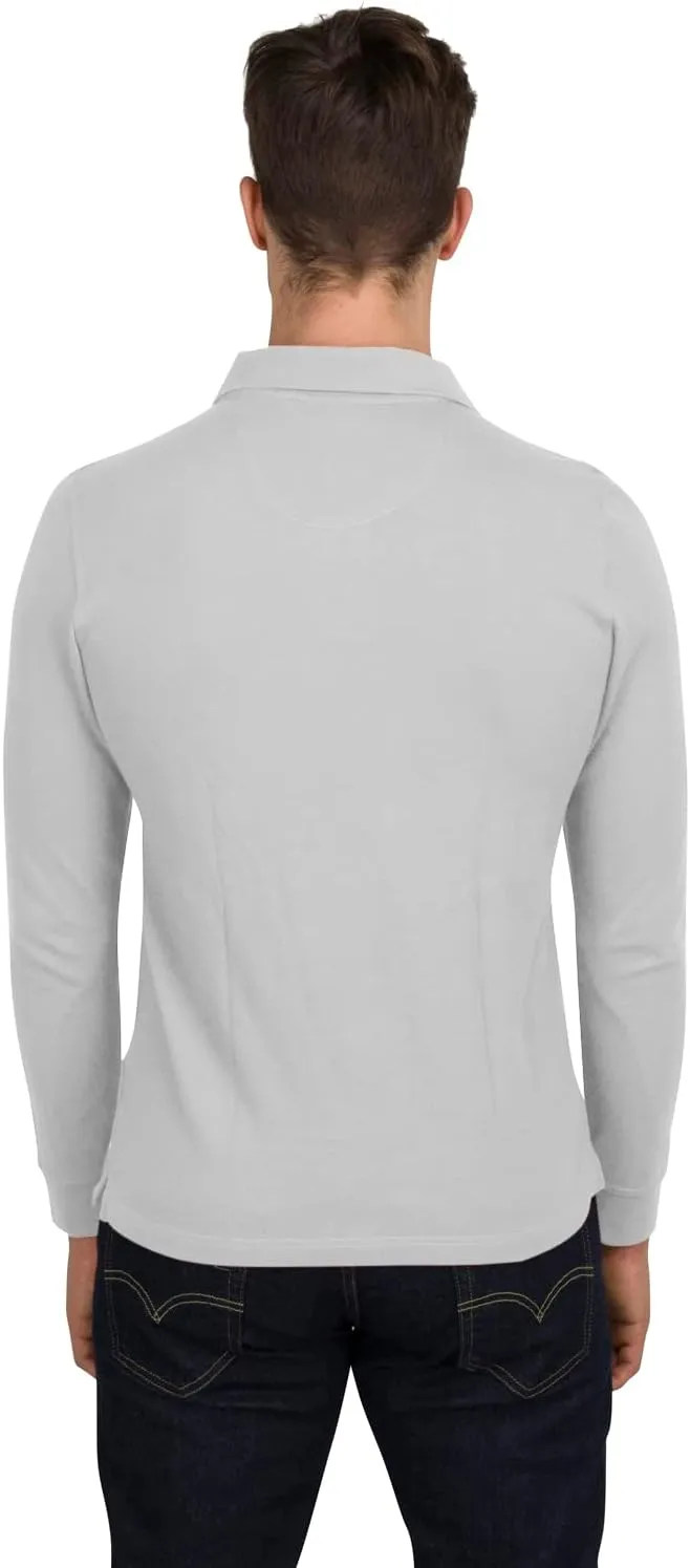 Three Sixty Six Men’s Untucked Casual Long Sleeve Polo - Collared Untuck Shirt with Two Button Placket and Stretch Fabric