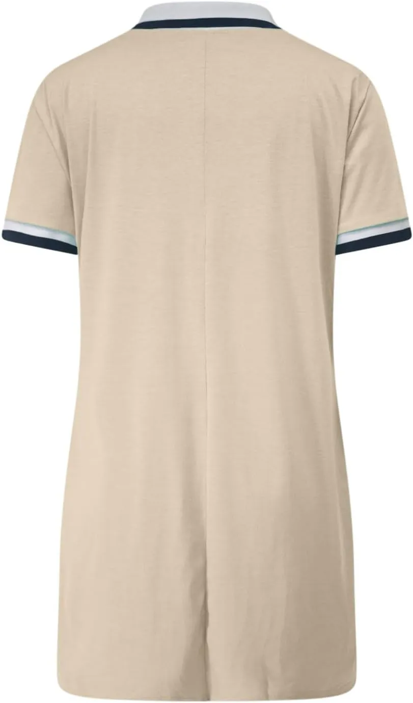 Vacation Dresses for Women 2025 Casual Short Sleeve Polo Sundress Ladies Elegant T-Shirts Dress with Pockets