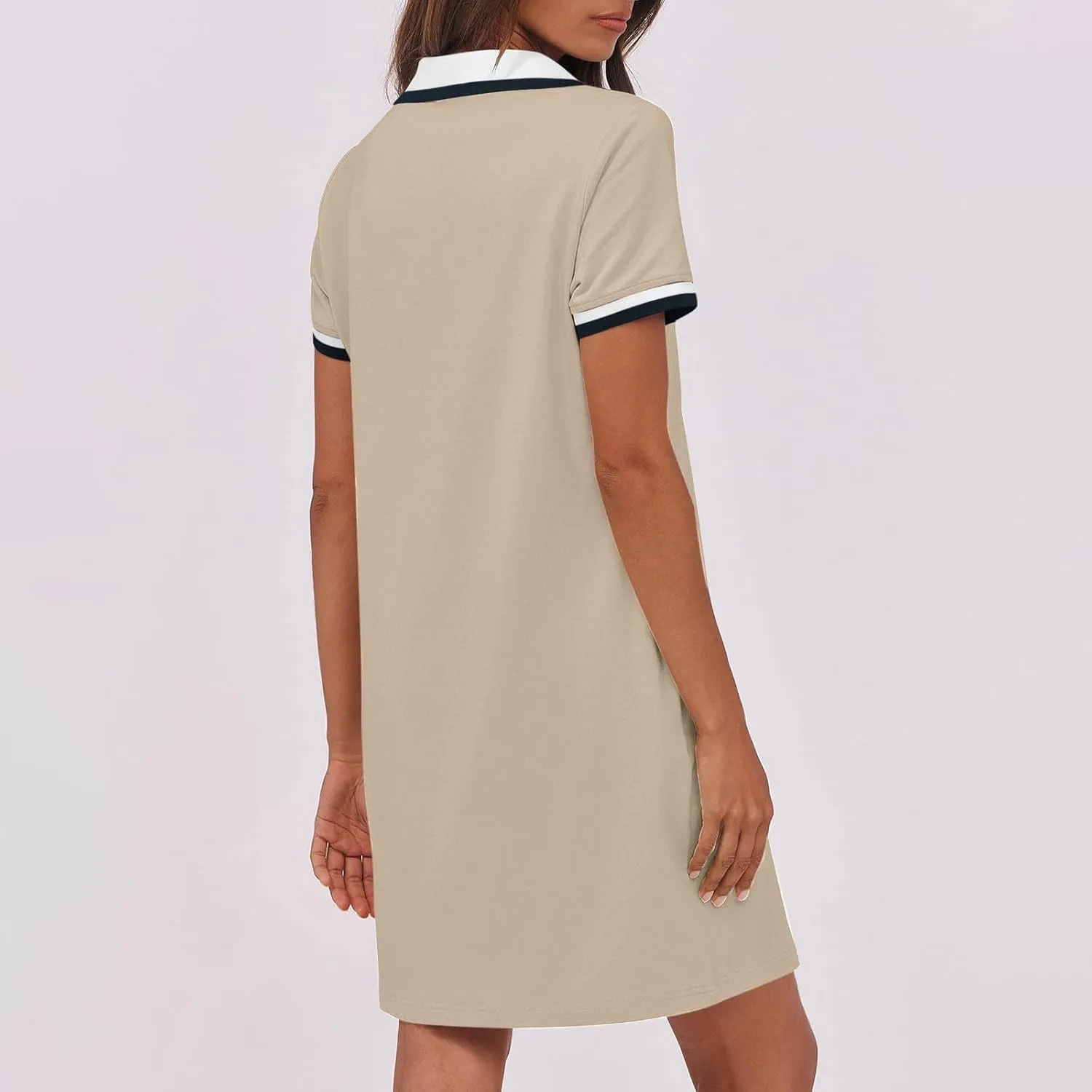 Vacation Dresses for Women 2025 Casual Short Sleeve Polo Sundress Ladies Elegant T-Shirts Dress with Pockets