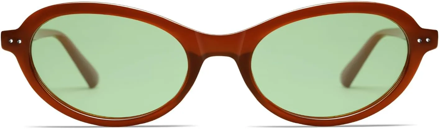 VANLINKER Trendy Oval Polarized Sunglasses for Women Men Small 90s Style Retro Cat Eye Frame Narrow Sleek Design VL9847