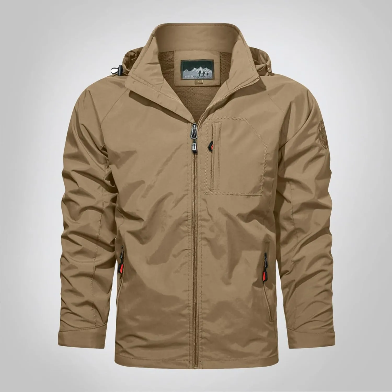 Versatile Waterproof Softshell Jackets Men’s Windproof Lightweight Fleece Lined Outdoor Hiking Raincoat with Hood