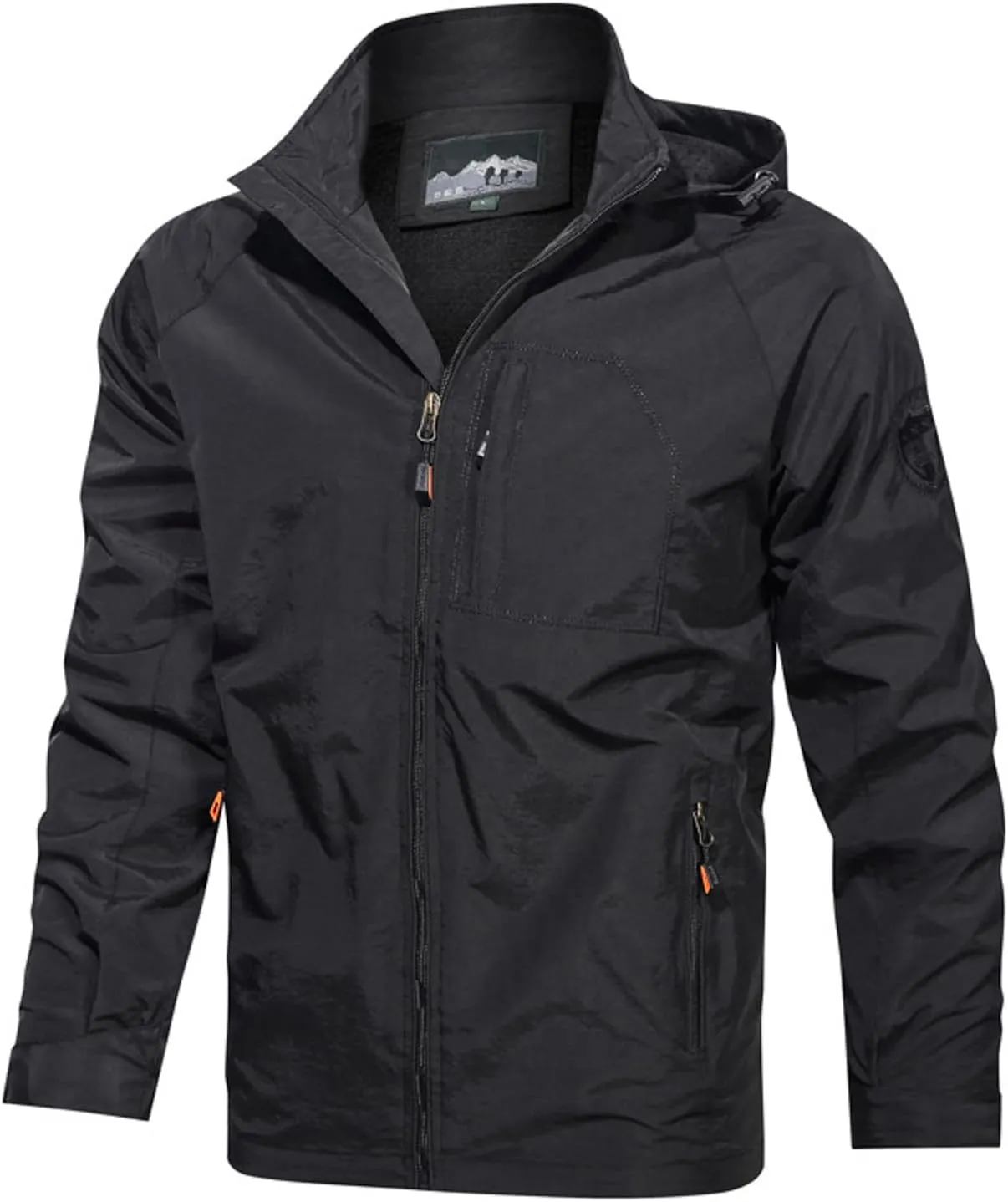 Versatile Waterproof Softshell Jackets Men’s Windproof Lightweight Fleece Lined Outdoor Hiking Raincoat with Hood