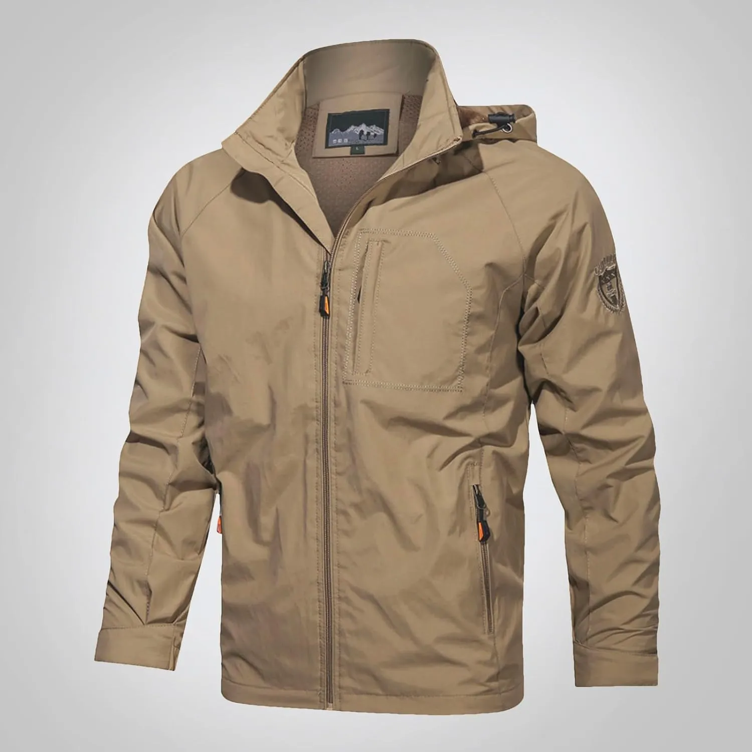 Versatile Waterproof Softshell Jackets Men’s Windproof Lightweight Fleece Lined Outdoor Hiking Raincoat with Hood