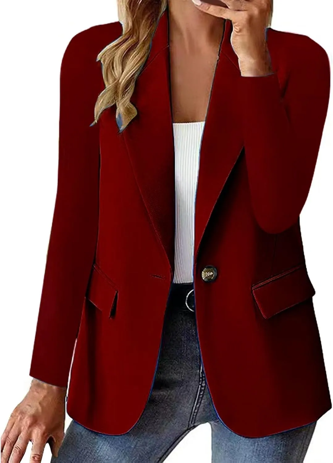 Women Business Blazer Loose Lightweigth Open Front Summer Jackets Long Sleeve Workfice Jacket Blazer Outfits