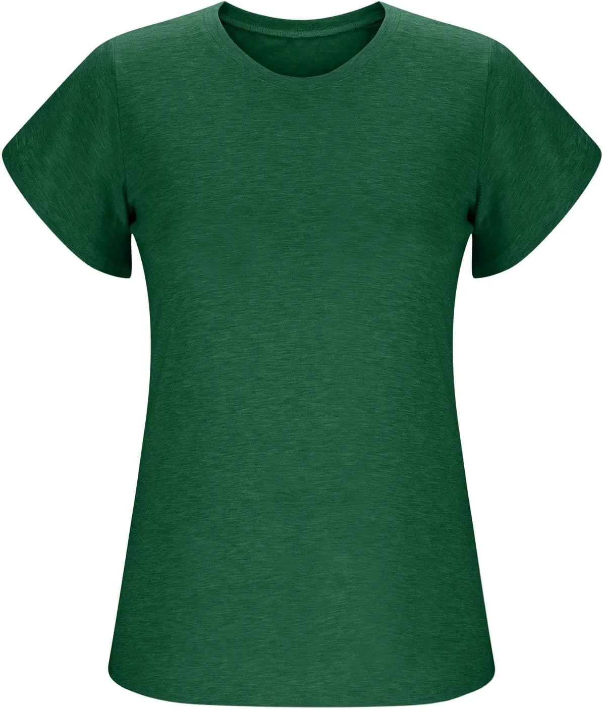 Womens Crew Neck T Shirts Ruffle Short Sleeve Summer Tops Cute Solid Color Casual Blouses 2025 Spring Clothes