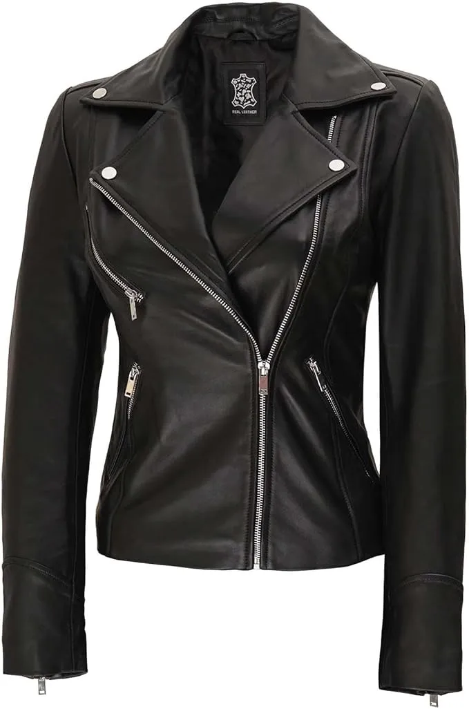 Women's Genuine Lambskin Leather Jacket – Stylish Motorcycle Fashion Jacket for Women