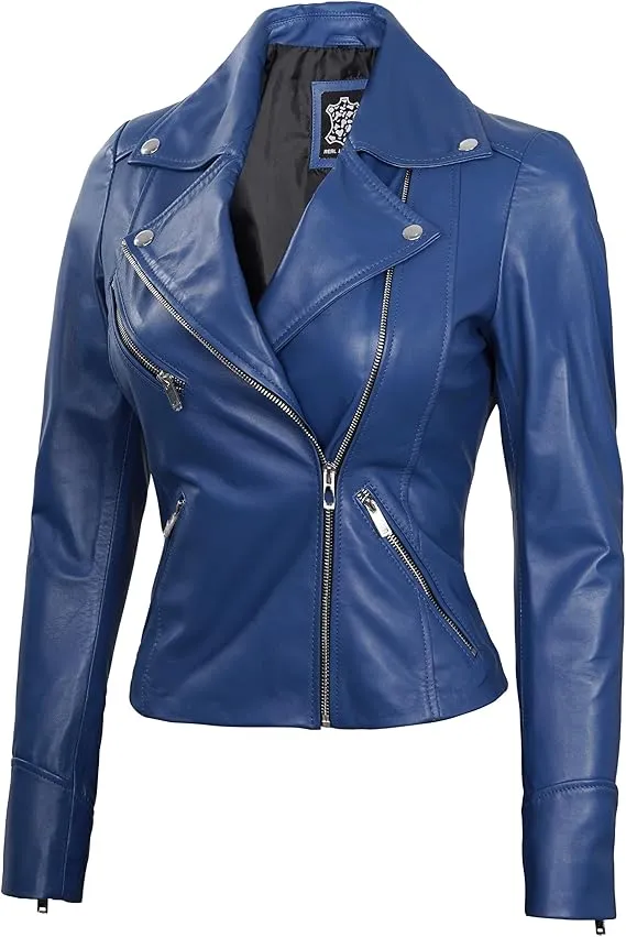 Women's Genuine Lambskin Leather Jacket – Stylish Motorcycle Fashion Jacket for Women