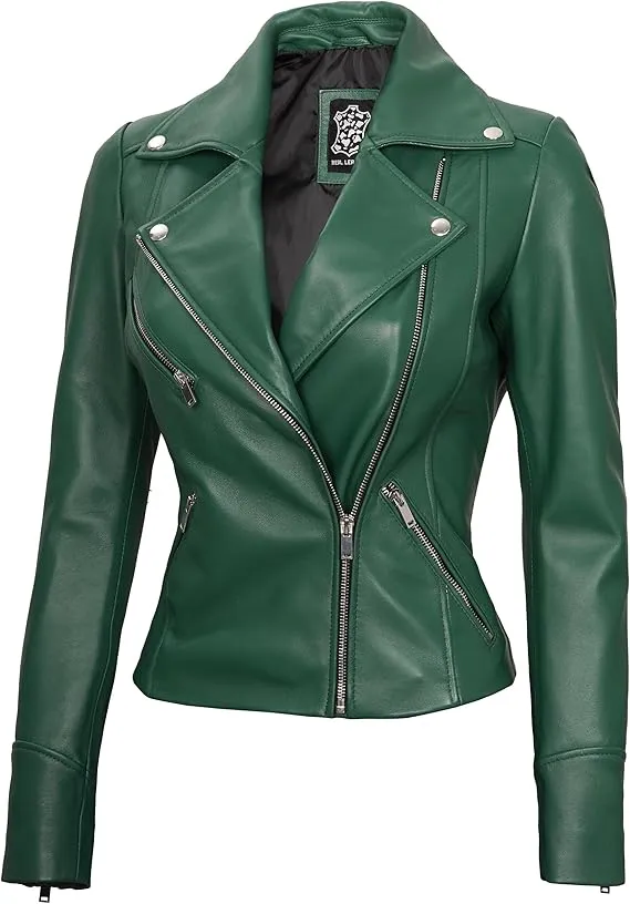 Women's Genuine Lambskin Leather Jacket – Stylish Motorcycle Fashion Jacket for Women